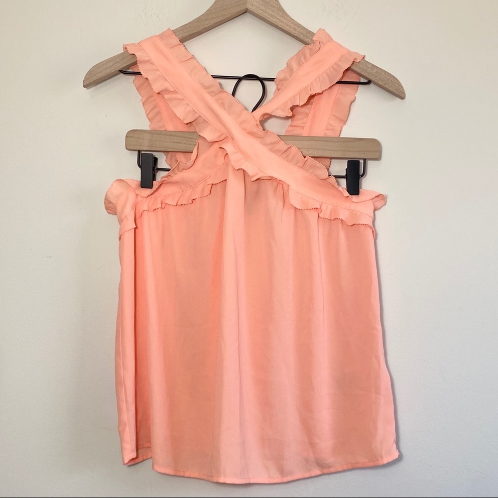 J. Crew coral ruffle strap cross front tank top